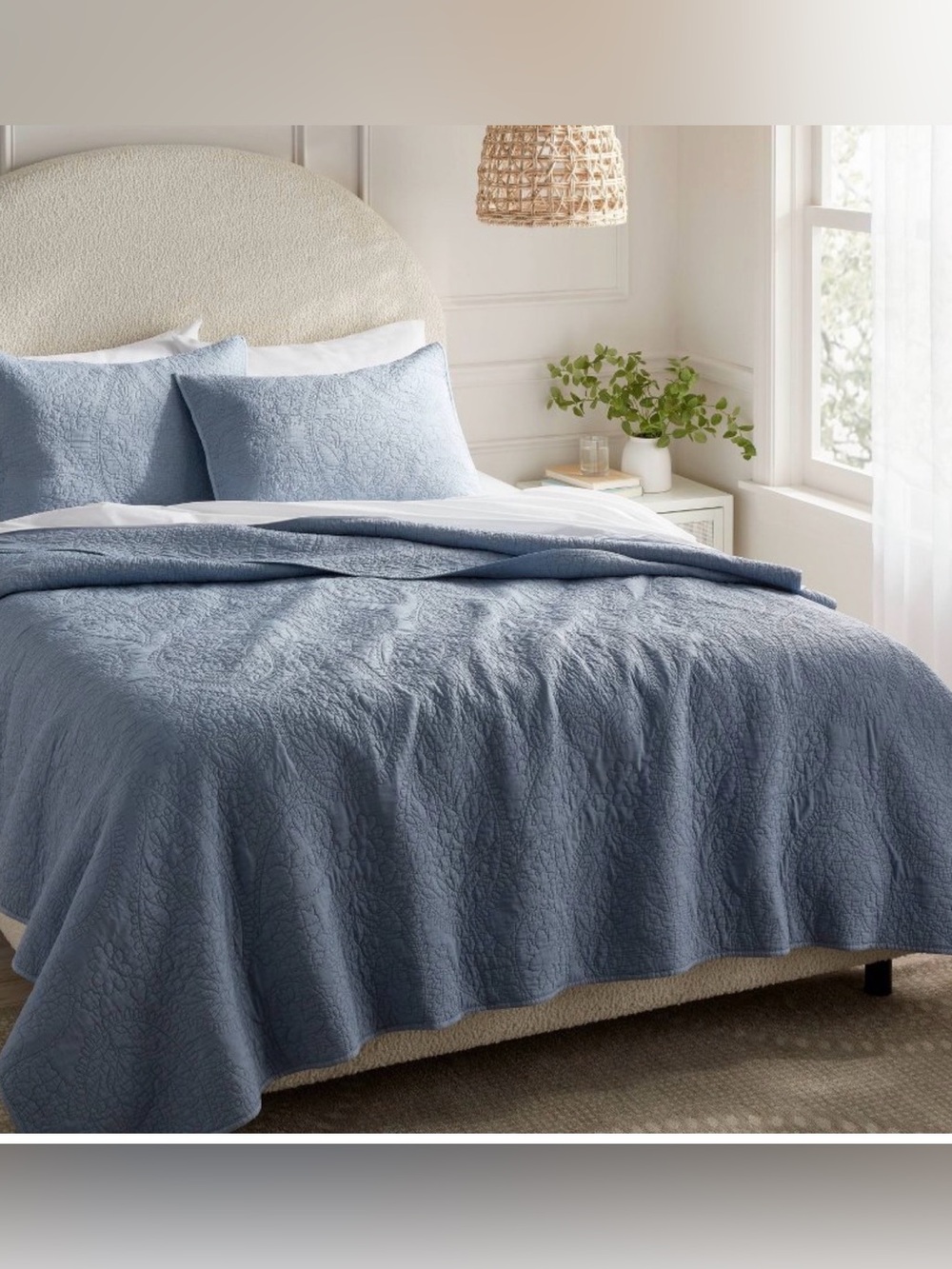 Threshold Quilted Floral Coverlet and Shams in Dusty Blue